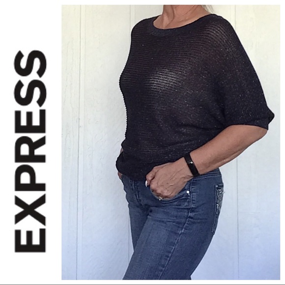 EXPRESS NAVY BLUE DOLMAN SLEEVE SWEATER TOP SIZE MEDIUM - Picture 3 of 12